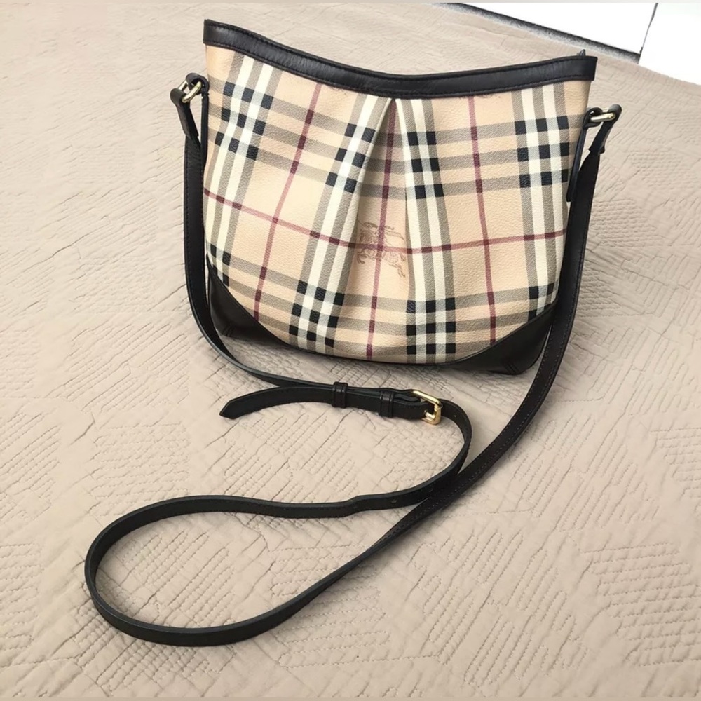 Burberry House Check Pattern small Crossbody Bag , Tan brown